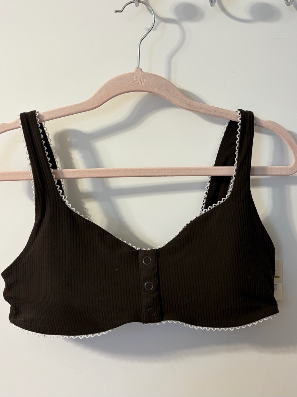 Aerie Ribbed Button-Front Bralette in Dark Brown